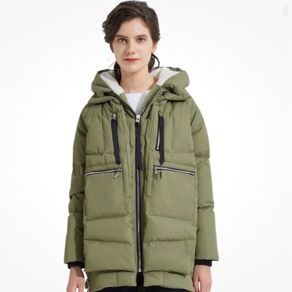 Orolay Women’s Medium Heavyweight Olive Full Zipper Quilted Parka Trending NEW